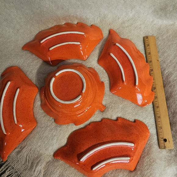 Vintage Burnt Orange 80s Appetizer/ Chip and Dip Set - Picture 2 of 5